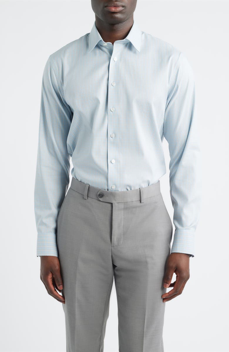 Nordstrom Trim Fit Premium Performance Dress Shirt, Main, color, Blue Oakspire Grid