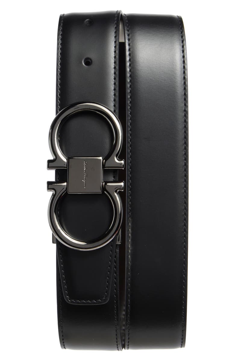 FERRAGAMO Double Gancio Belt, Main, color, Black