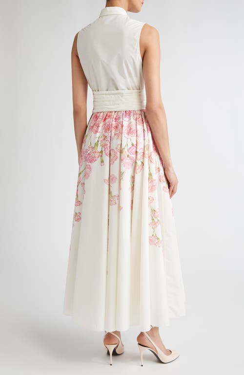 Giambattista Valli Carnation Print Sleeveless Cotton Poplin Shirtdress