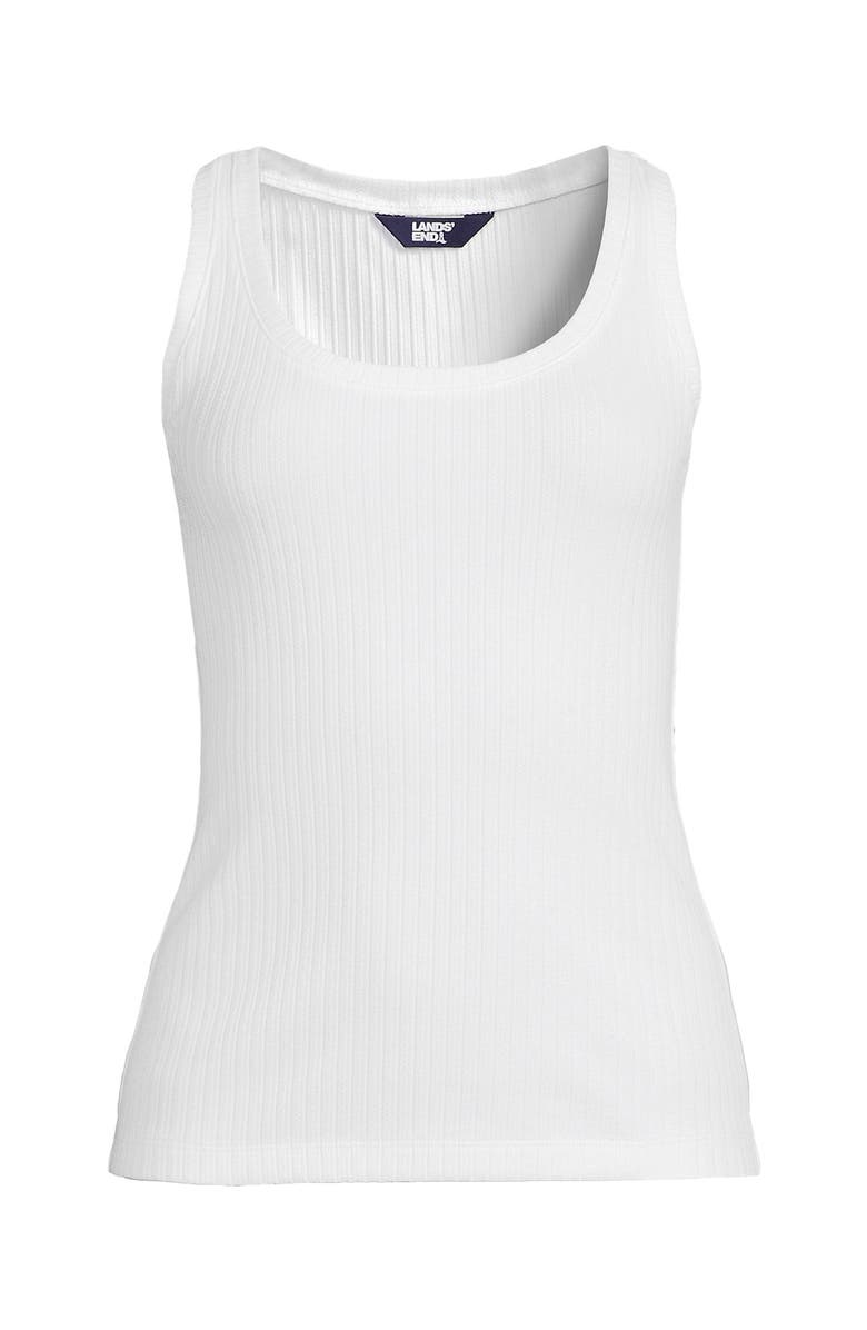 Lands' End Pointelle Rib UNeck Tank, Alternate, color, White