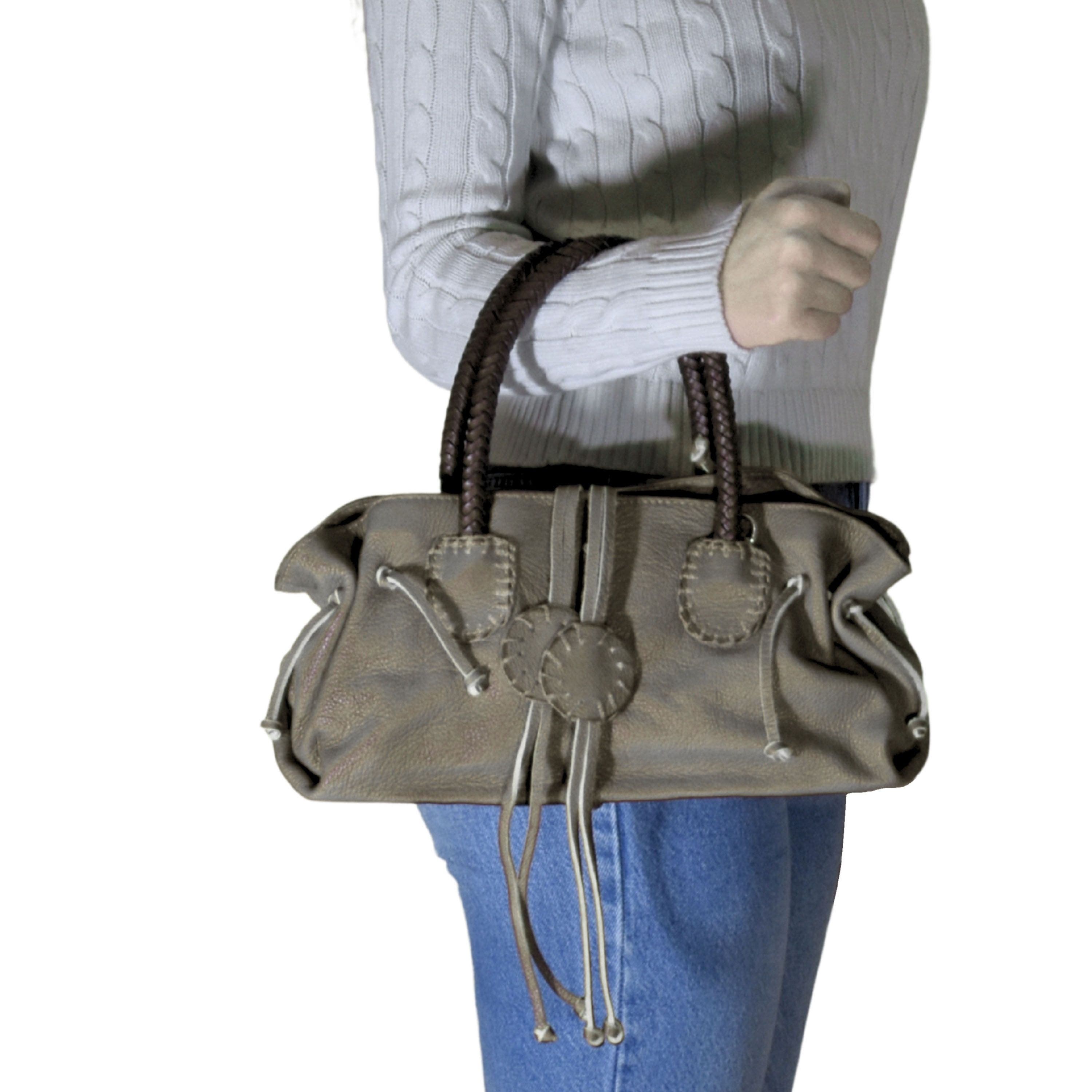 Carlos Falchi Mini Satchel Leather Bag, Alternate, color, Roman Chrome
