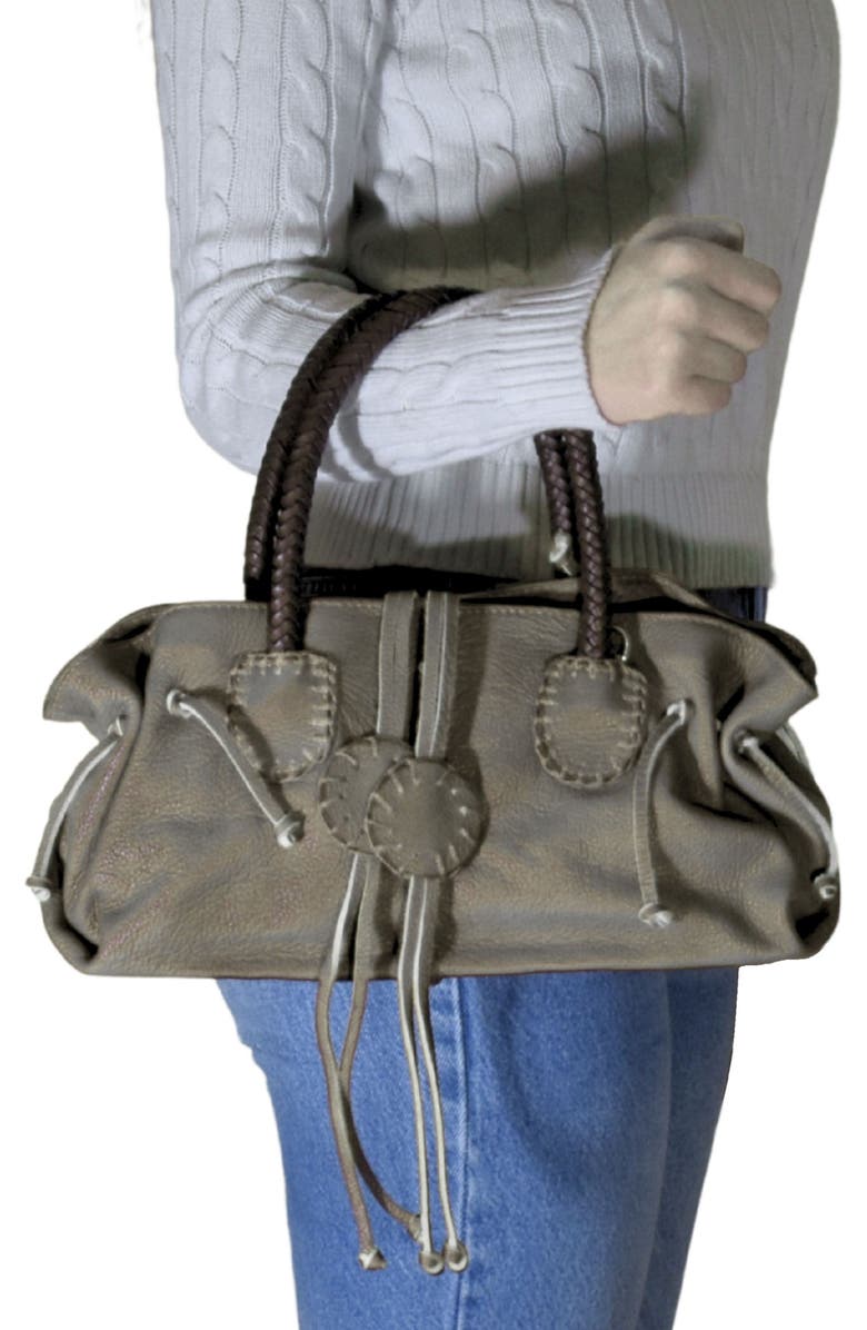 Carlos Falchi Mini Satchel Leather Bag, Alternate, color, Roman Chrome