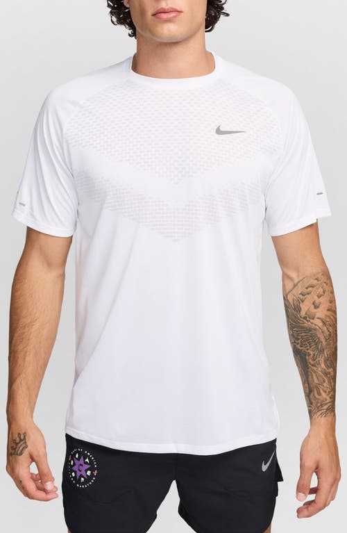 Nike Men's Stride Dri-fit Adv Short-sleeve Running Top In White/reflective Silver