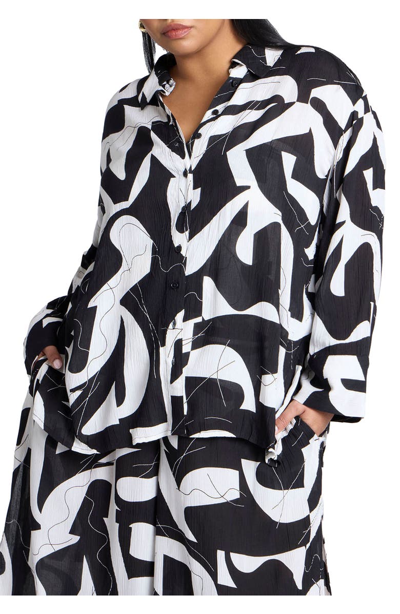 ELOQUII Printed Cover-Up Top, Main, color, Pool Geo