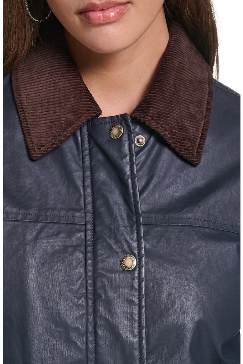 Relaxed Waxed Cotton Bomber Jacket, Alternate, color, INDIGO