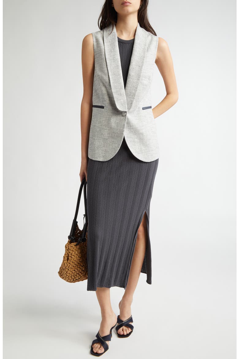 Shawl Collar Vest, Alternate, color, LIGHT MELANGE GREY