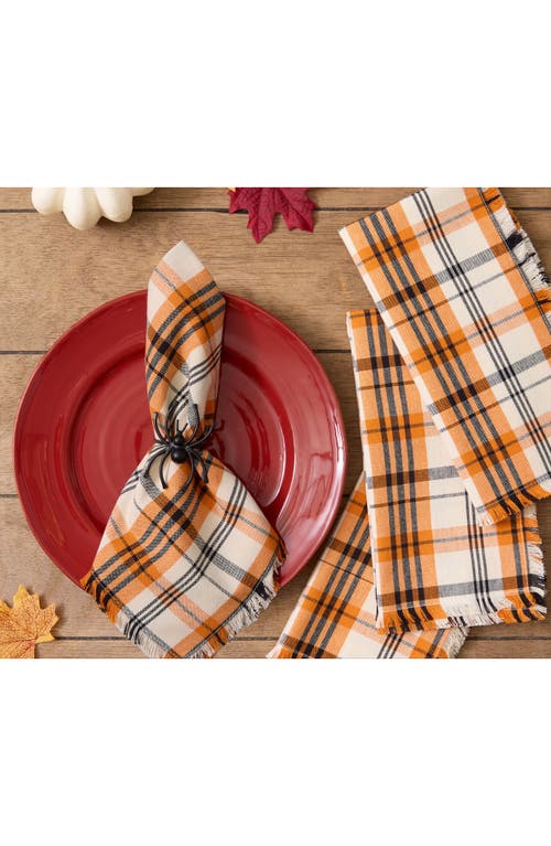 Design Imports Happy Halloween Plaid 4-piece Napkin Set In Orange