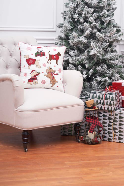 C & F Home C&f Home Festive Playful Dogs Embellished Christmas Throw Pillow, 18" X 18" In Multi