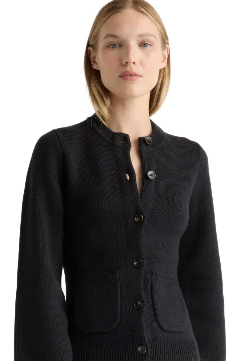 Eames Cotton Wool Button Cardigan, Alternate, color, Black