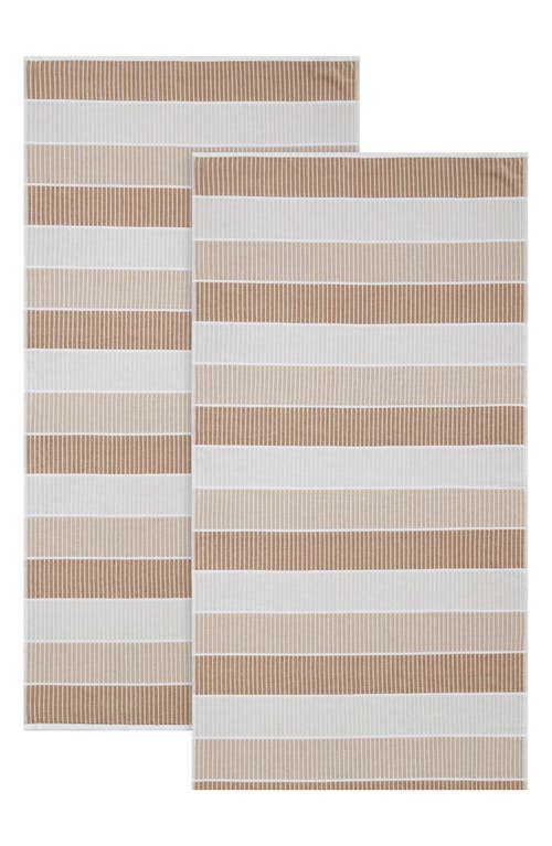 Calvin Klein Blocked Yarn Dye 2-piece Beach Towel Set In Almond/fawn/linen
