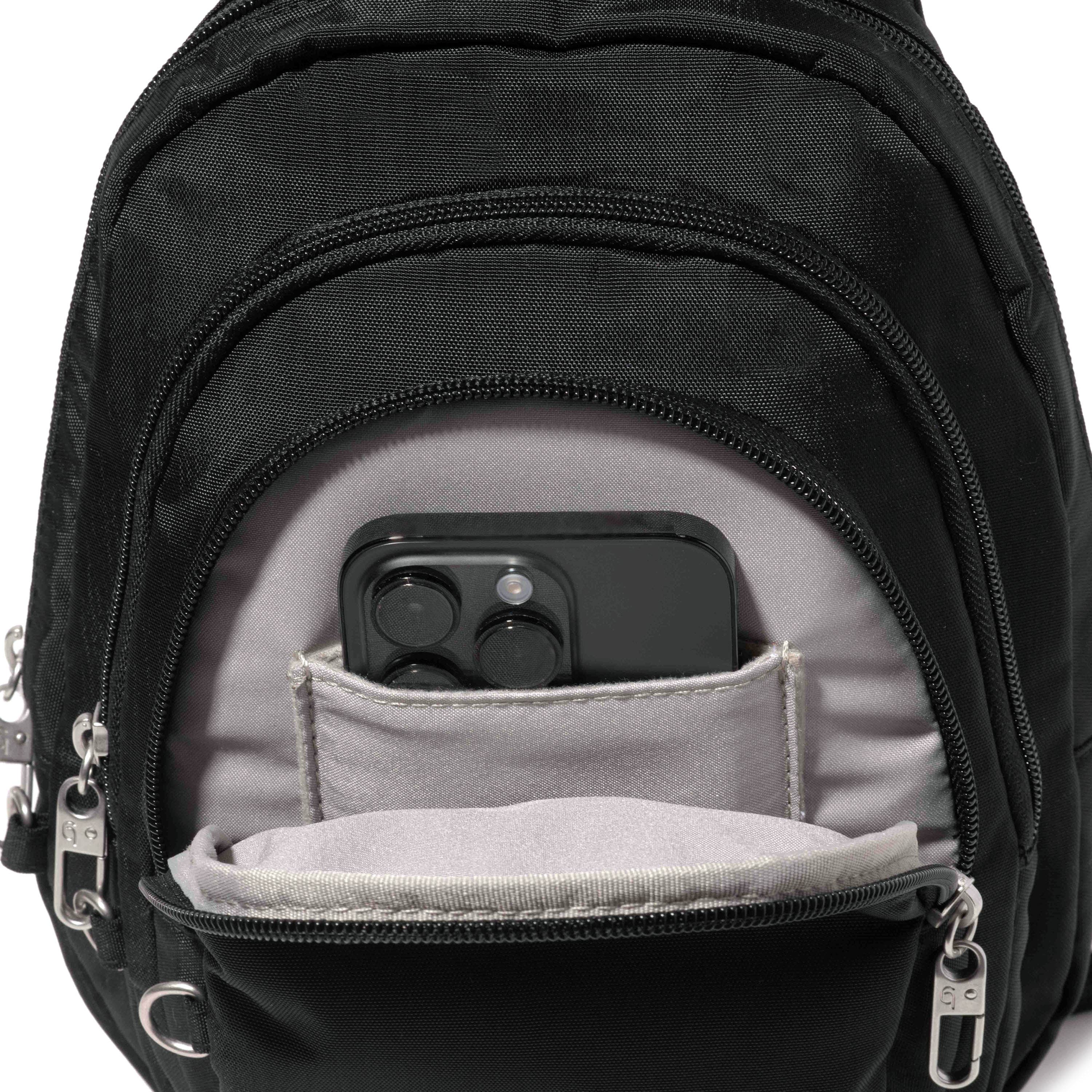 BAGGALLINI Securtex Anti-Theft Multi Zip Sling, Alternate, color, Black