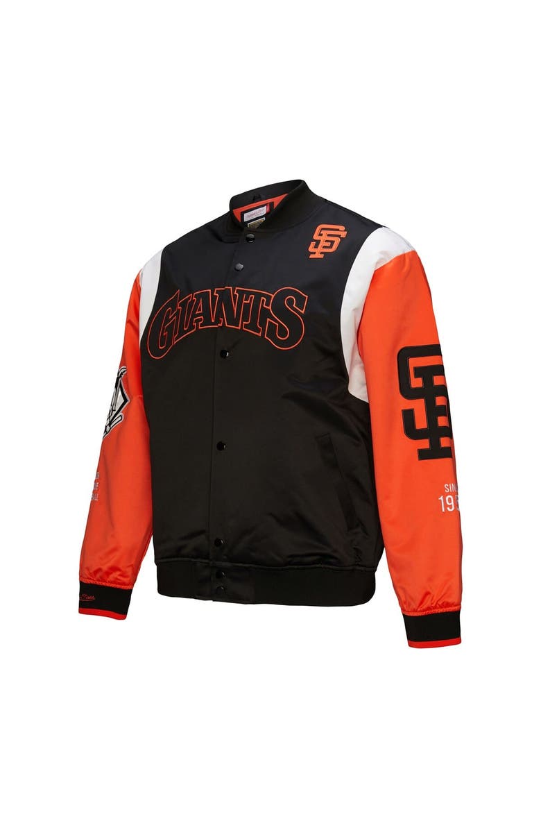 Mitchell & Ness Men's Mitchell & Ness Black/Orange San Francisco Giants Cooperstown Collection Team Origins Satin Full-Snap Jacket, Alternate, color, Black