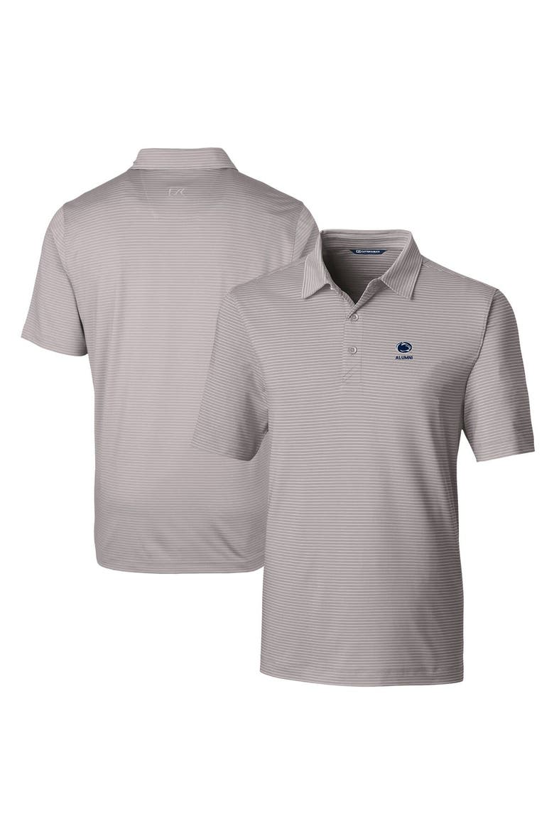 Men's Cutter & Buck  Gray Penn State Nittany Lions Alumni Logo Forge Pencil Stripe Stretch DryTec Polo, Main, color, Gray