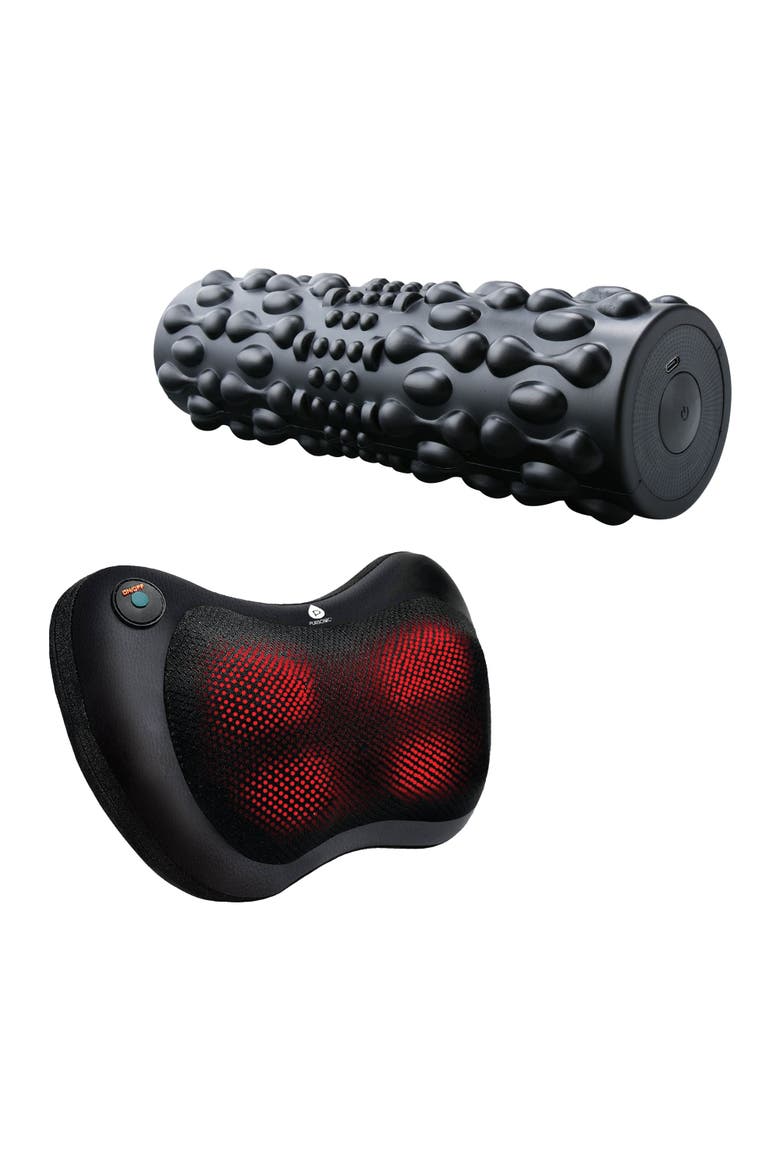 Vibrating Foam Roller & Shiatsu Neck Massager, Main, color, Black