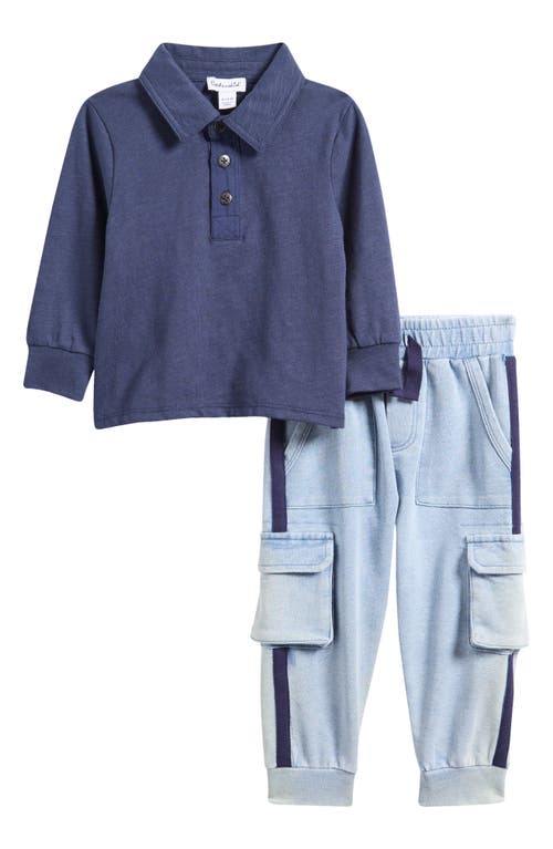 Splendid Slubbed Polo & Cargo Joggers Set In Multi