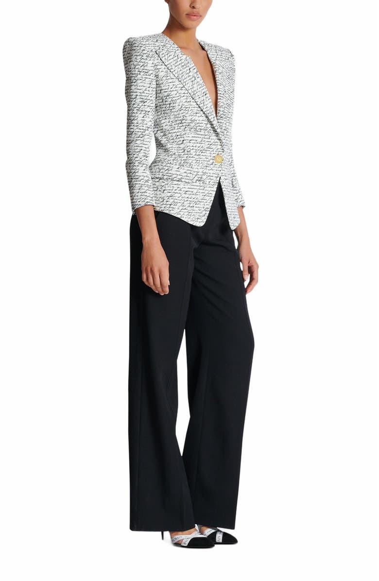Balmain 1-Button Jacket With "Love Letter" Print, Alternate, color, White