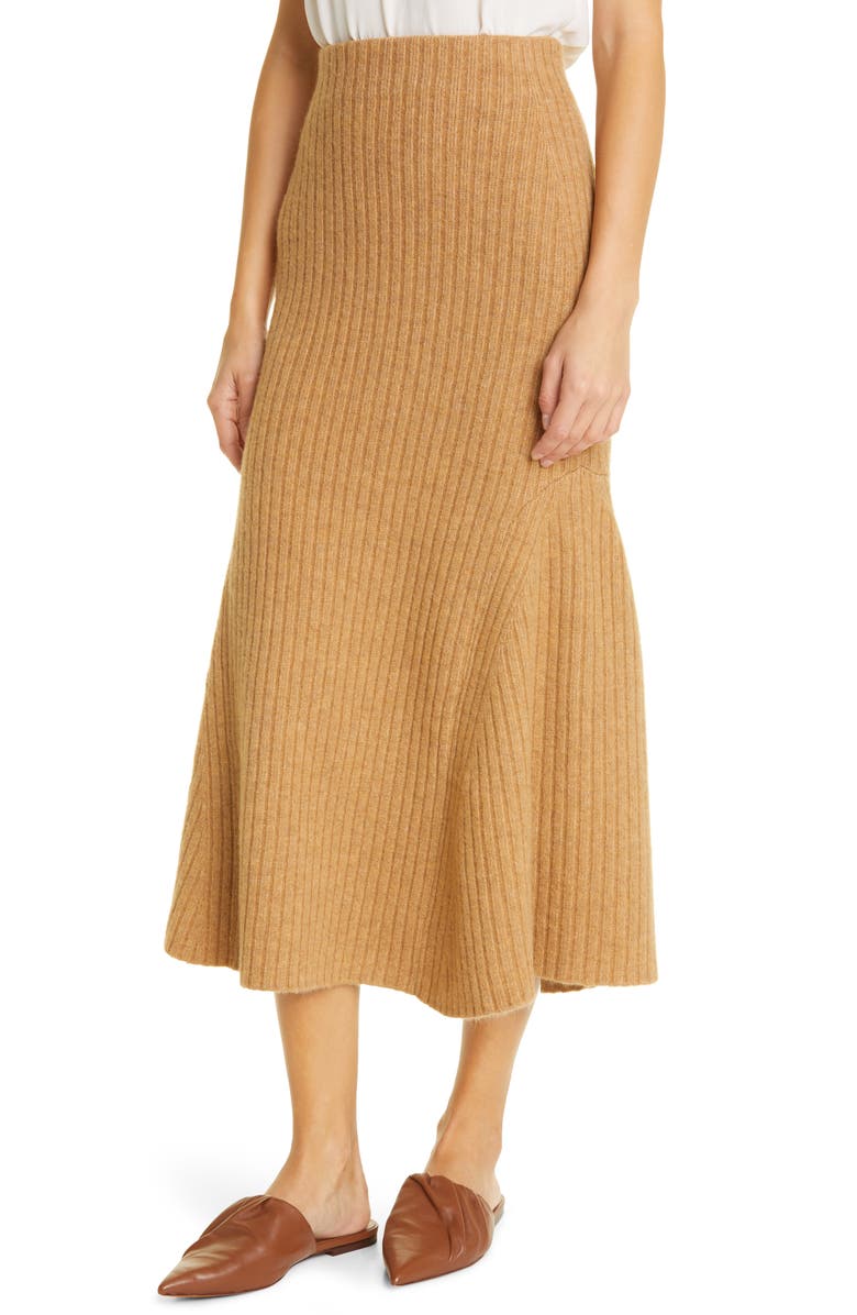 Nanushka Alyna Rib Knit Twirl Skirt, Alternate, color,