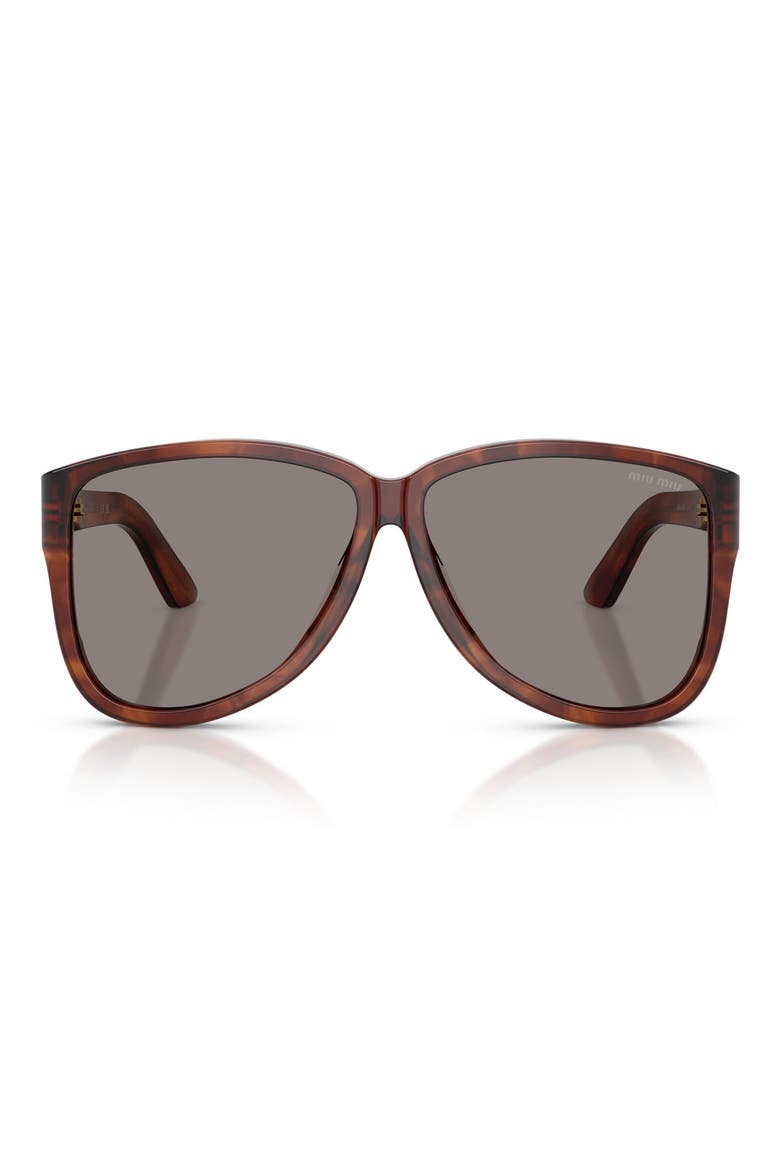 61mm Oversize Pilot Sunglasses, Main, color, STRIPED TOBACCO / DARK GREY