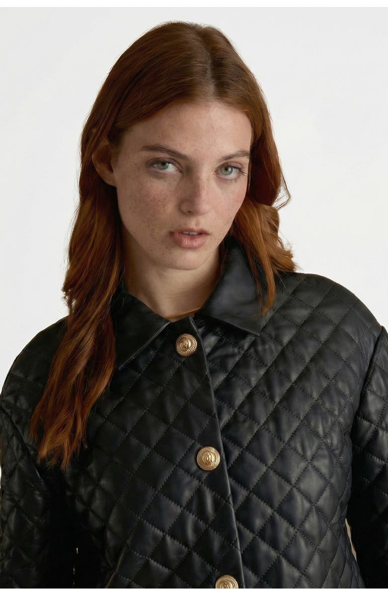 FURNIQ UK LLC Holland Quilted Leather Coat, Alternate, color, Black