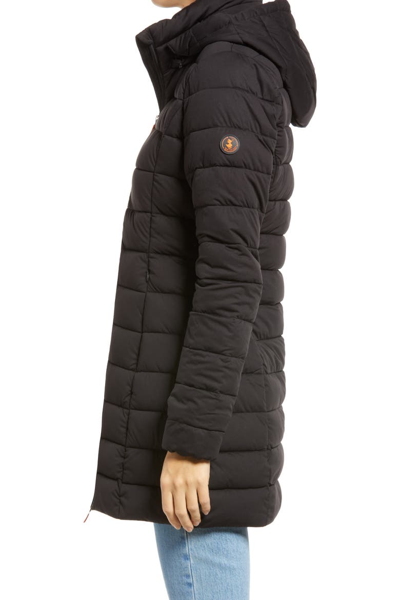 Emilia Recycled Coat with Detachable Hood, Alternate, color, BLACK
