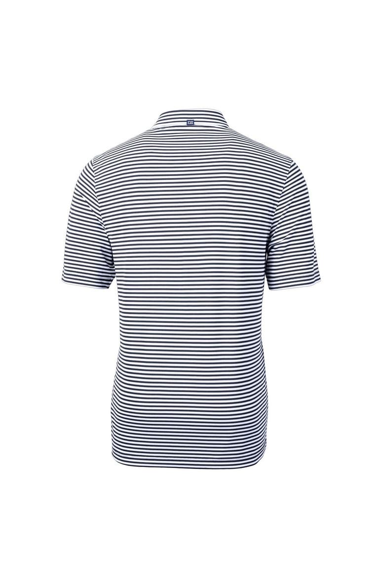 Men's Cutter & Buck  Navy Syracuse Orange Vault DryTec Virtue Eco Pique Stripe Recycled Polo, Alternate, color, Navy