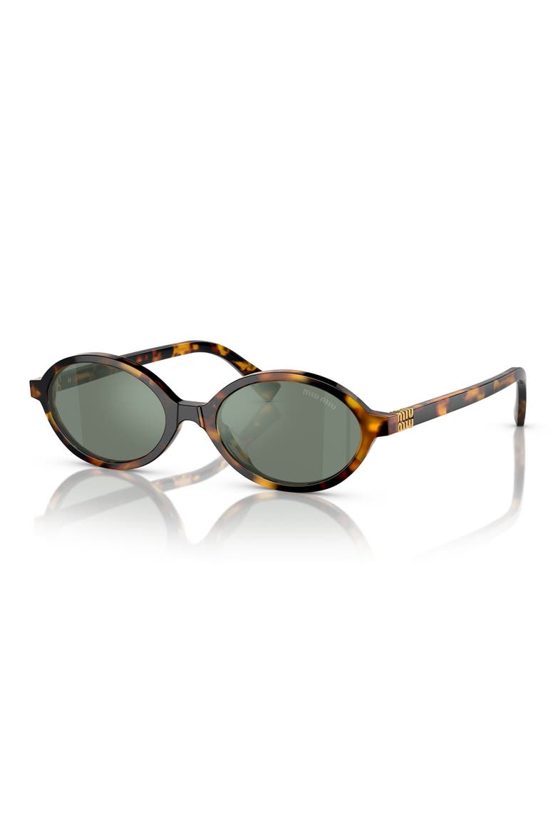 50mm Oval Sunglasses, Alternate, color, HONEY HAVANA / GREEN MIRROR