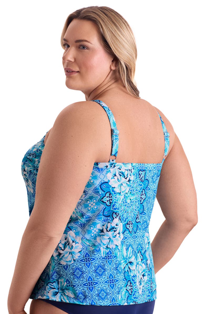 ShapeSolver High Neck Tankini Plus Size Swimsuit Top, Alternate, color, Barcelona Blues