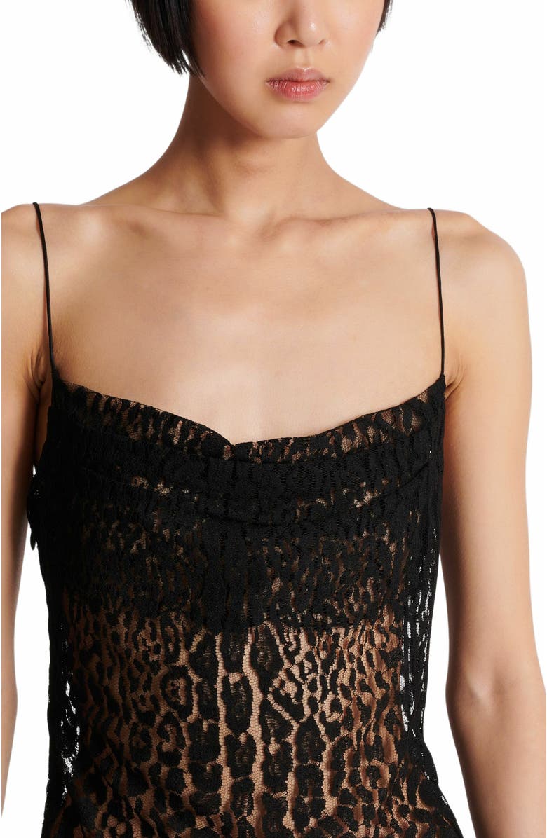 Balmain Flowing Spaghetti Strap Dress, Alternate, color, Black