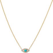 BY ADINA EDEN Diamond Pave X Turquoise Evil Eye Necklace 14K
