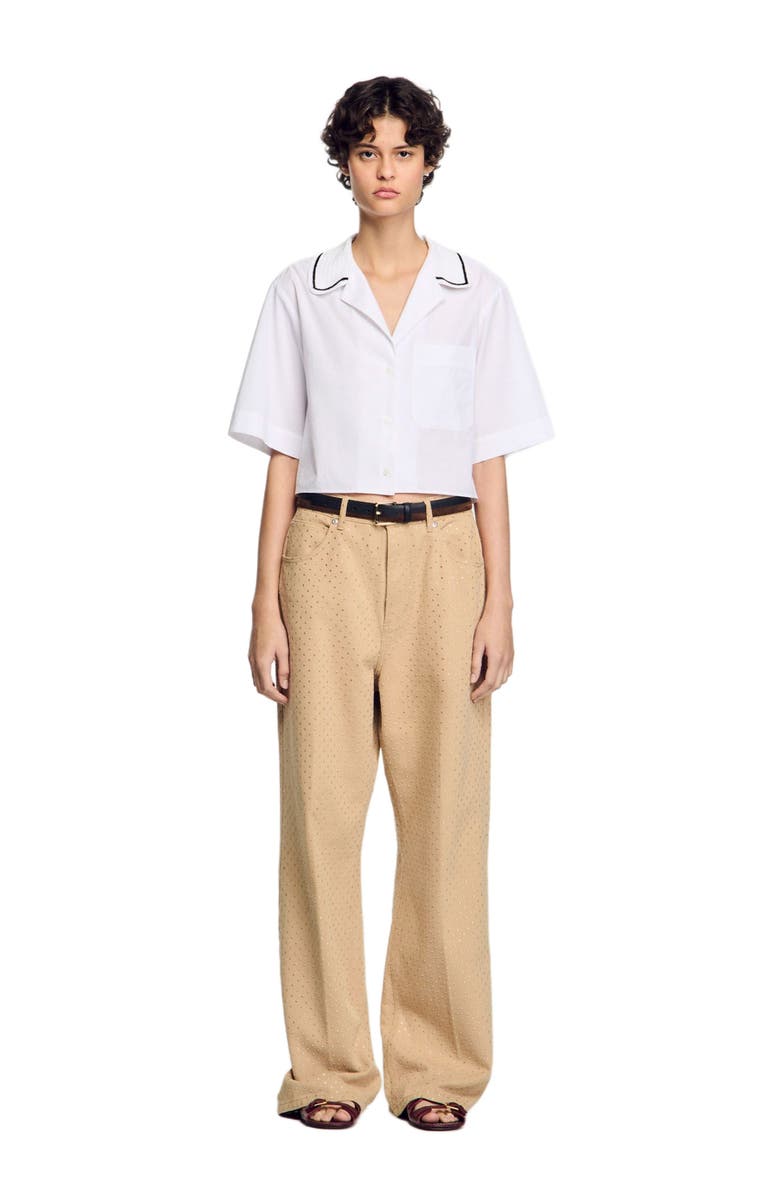 SANDRO Crochet collar shirt, Main, color, 