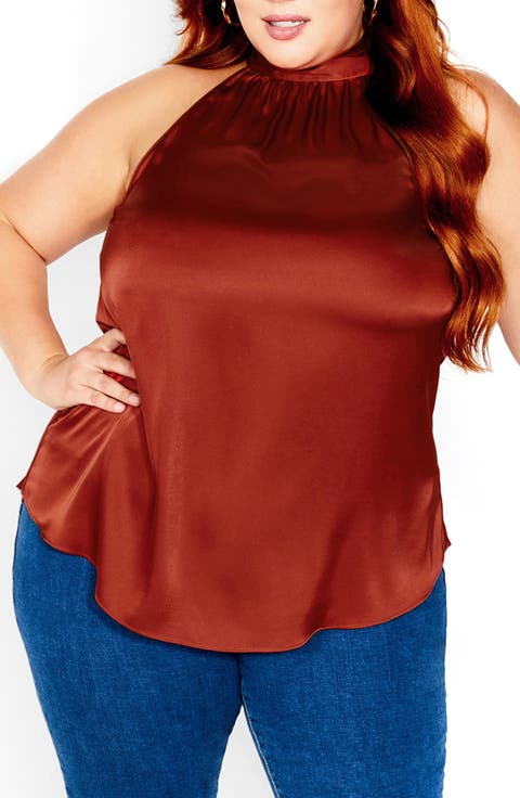Eileen Sleeveless Satin Top (Plus)