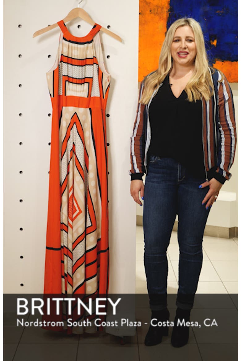 Scarf Print Crêpe de Chine Fit & Flare Maxi Dress video