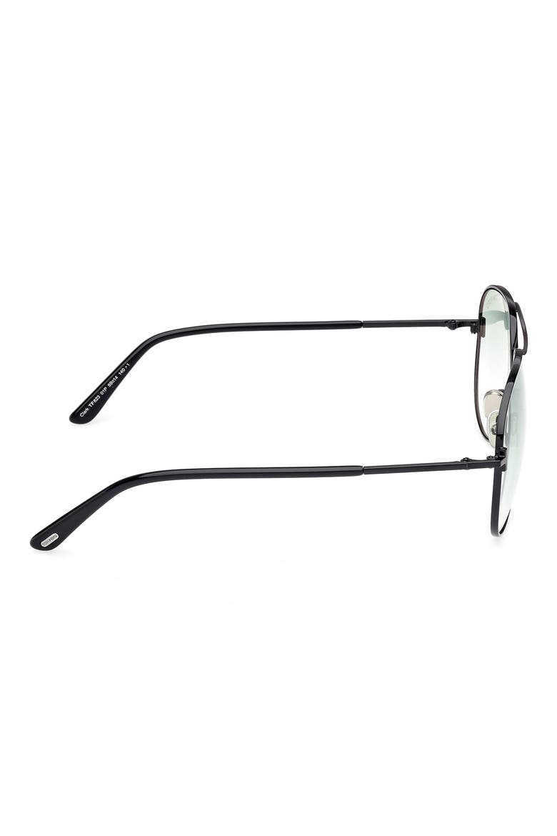 Clark 59mm Gradient Pilot Sunglasses, Alternate, color, SHINY BLACK / GRADIENT GREEN