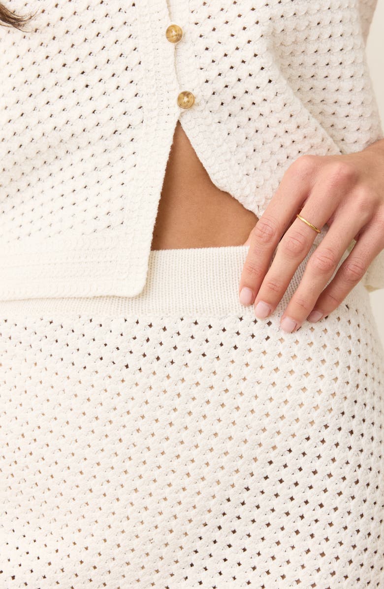 Marine Layer Sands Open Stitch Midi Sweater Skirt, Alternate, color, Cream