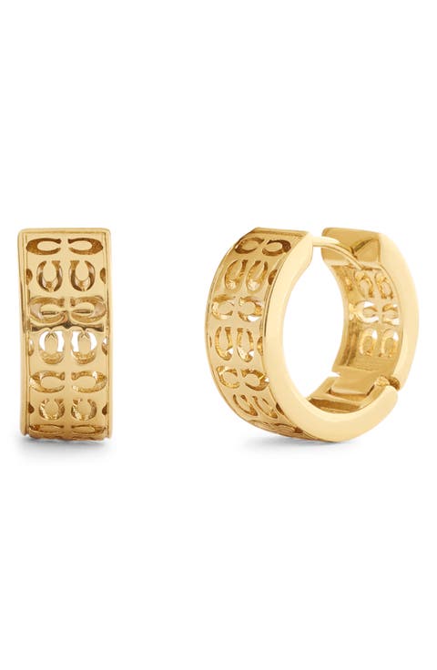 Quilted Cutout Huggie Hoop Earrings