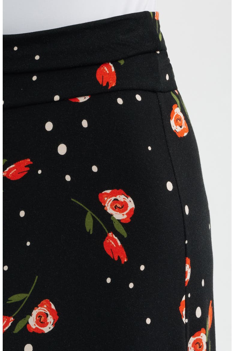Roll Top Floral Print Maxi Skirt, Alternate, color, BLACK/ RED