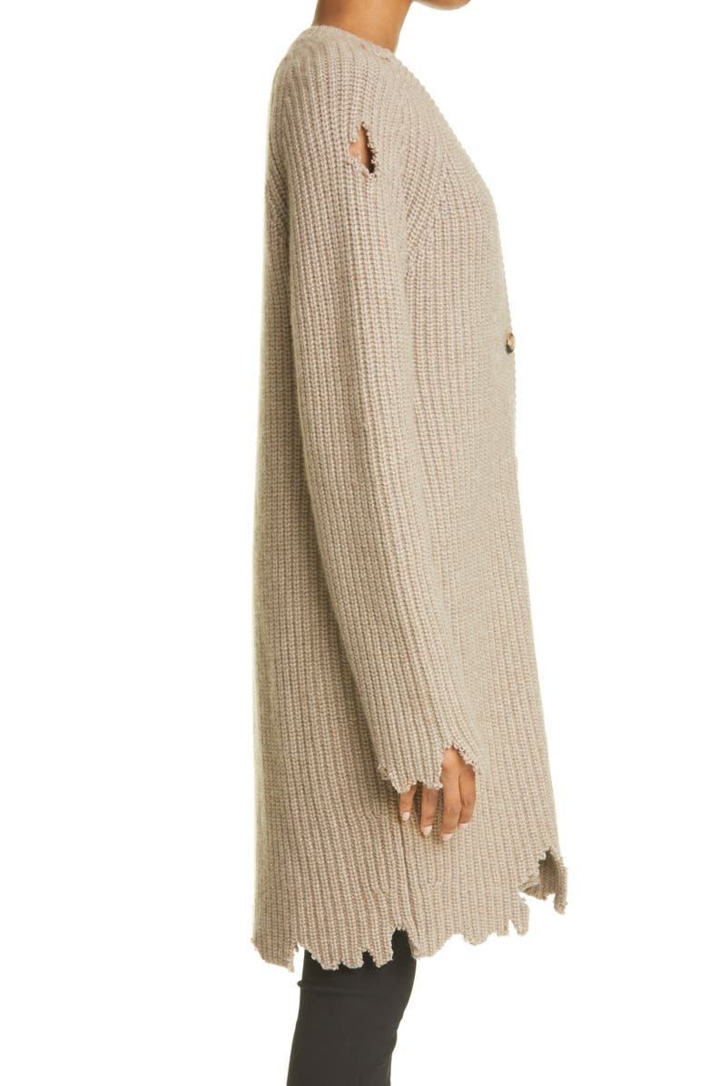 Khaite Rory Distressed Longline Cashmere Cardigan, Alternate, color, 
