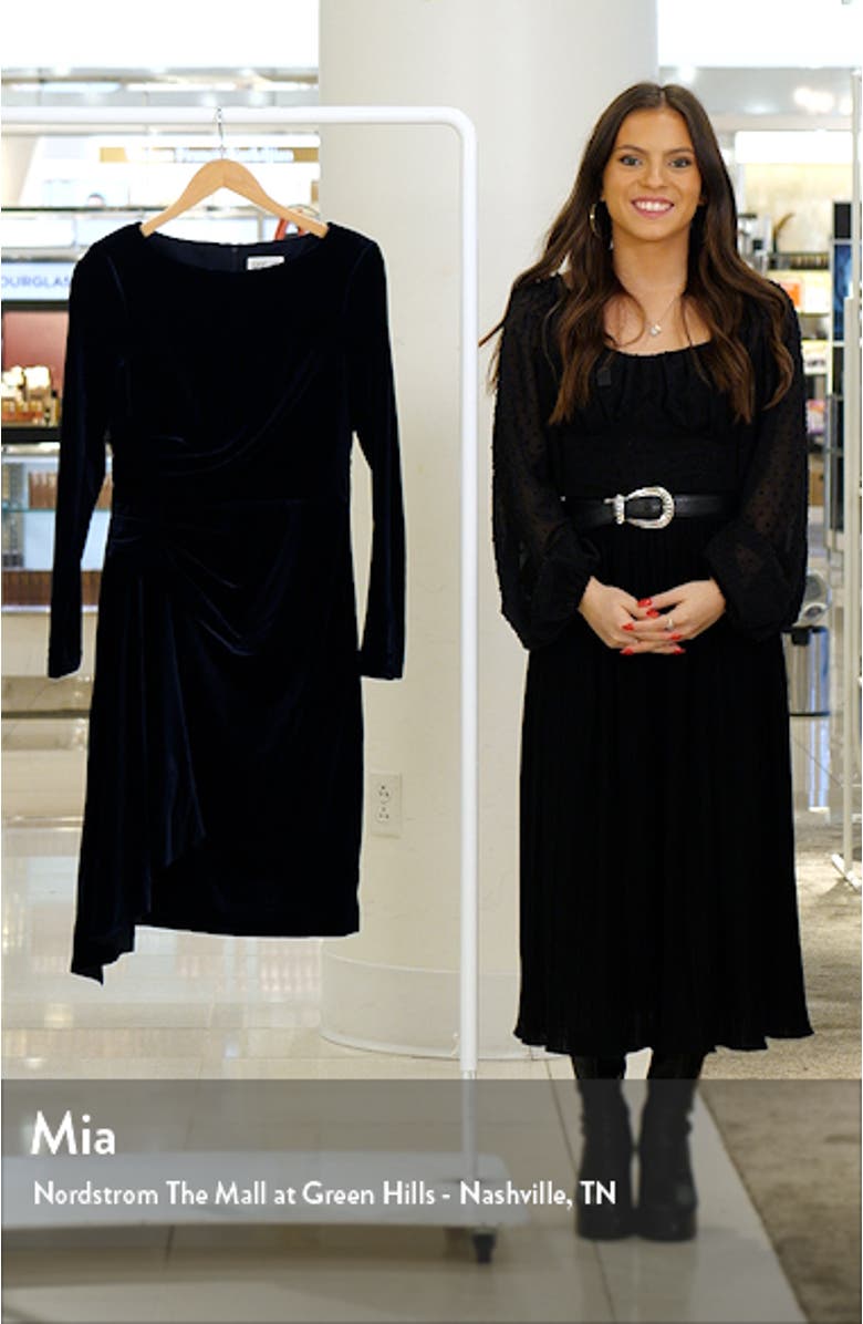 Ruffle Long Sleeve Velvet Cocktail Dress, sales video thumbnail