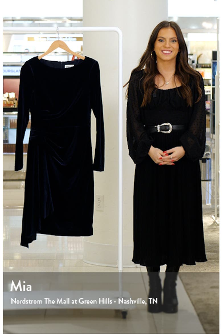Ruffle Long Sleeve Velvet Cocktail Dress video