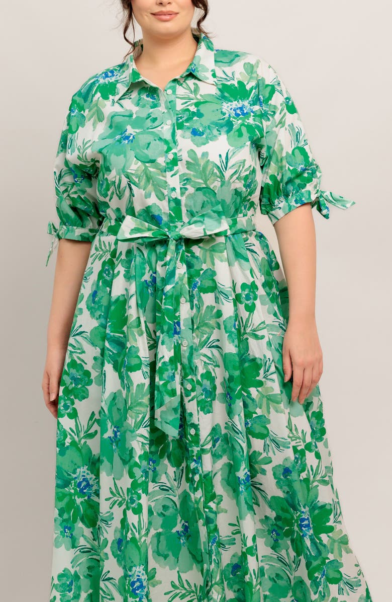 FLYING TOMATO Print Midi Dress, Alternate, color, Ivory/ Green