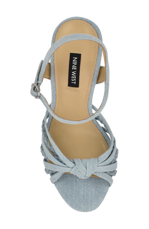 Nine West Waser Ankle Strap Platform Sandal In Light Blue