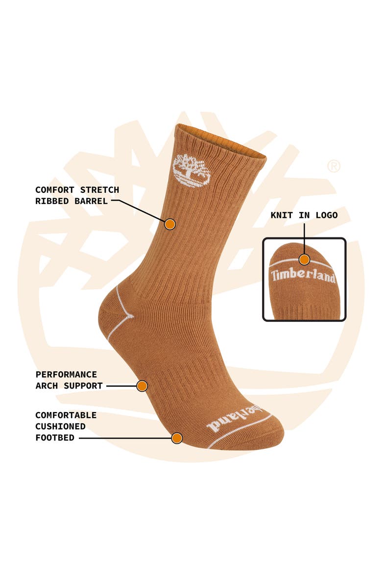 3-Pack Contrast Logo Crew Socks, Alternate, color, WHEAT