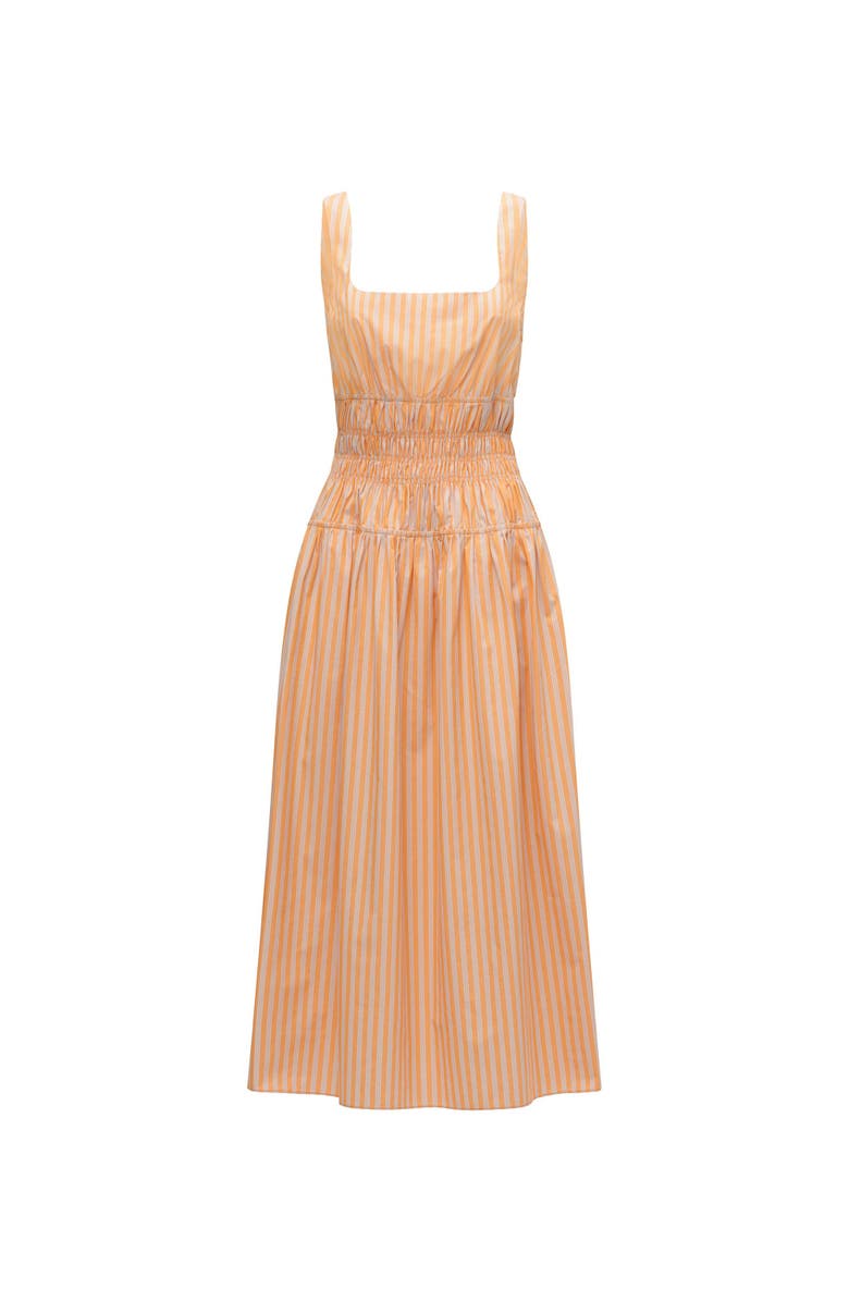 Callas Milano Belinda Gathered waist dress, Main, color, Orange / White