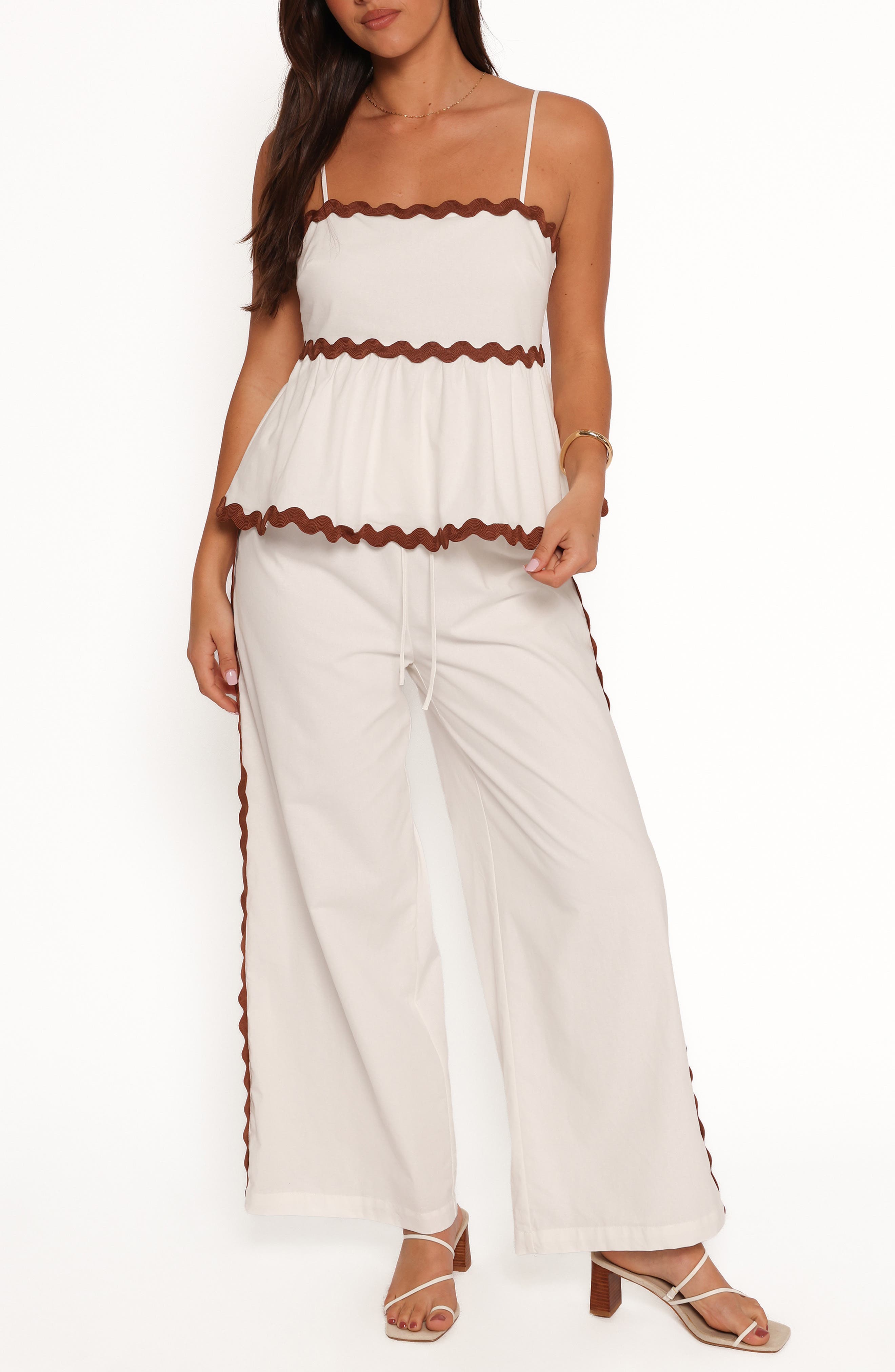 Petal & Pup Mollymook Rickrack Trim Cotton Wide Leg Pants