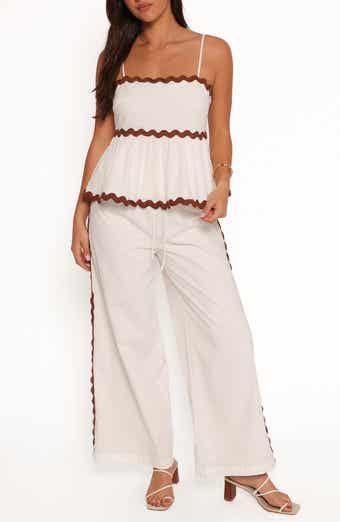 Petal & Pup Mollymook Rickrack Trim Cotton Wide Leg Pants
