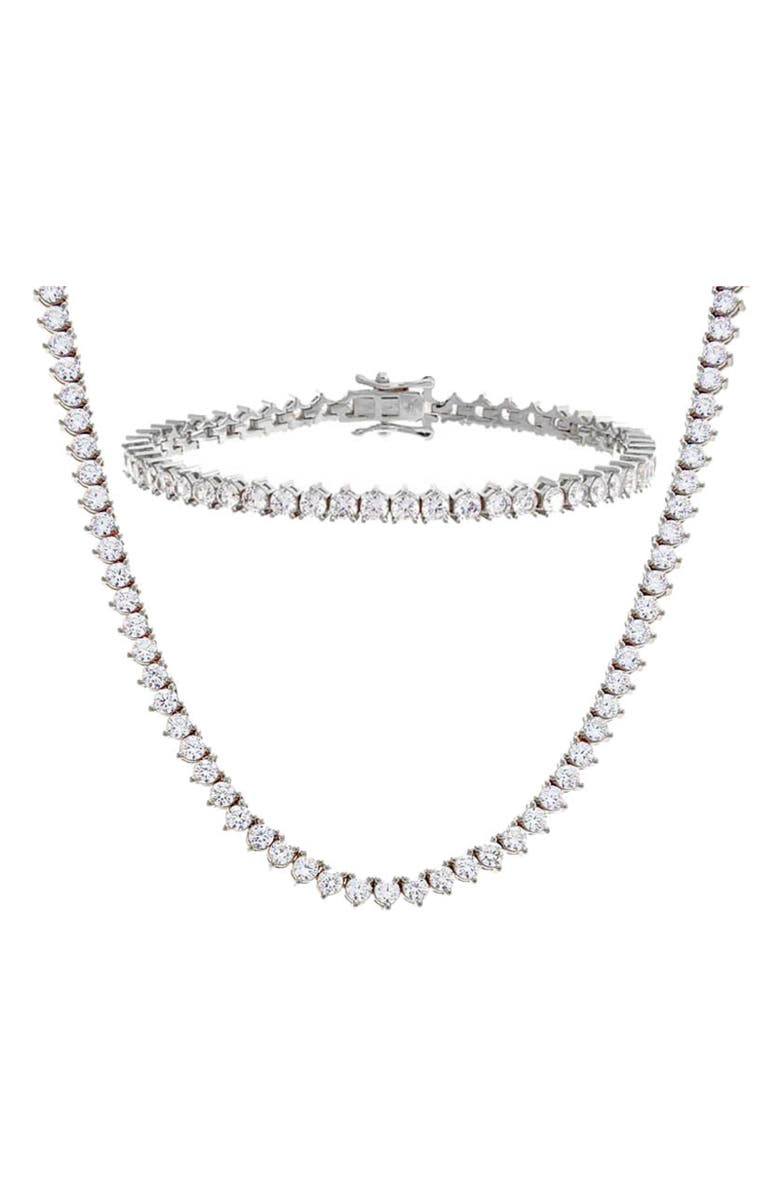BY ADINA EDEN Three Prong Tennis Bracelet & Necklace Set, Main, color, 