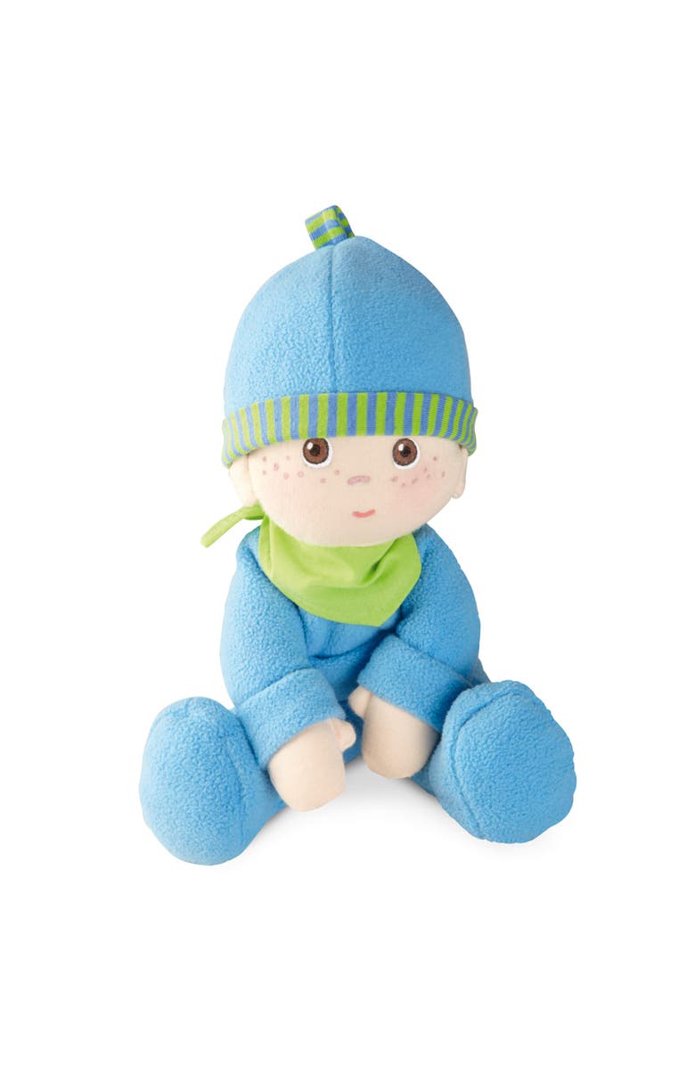 HABA Snug-Up Soft Plush Luis First Baby Doll 8" - Perfect Newborn and Infant Toy,  Ideal Boy Doll for Baby Shower Gift, Main, color, Blue Multi