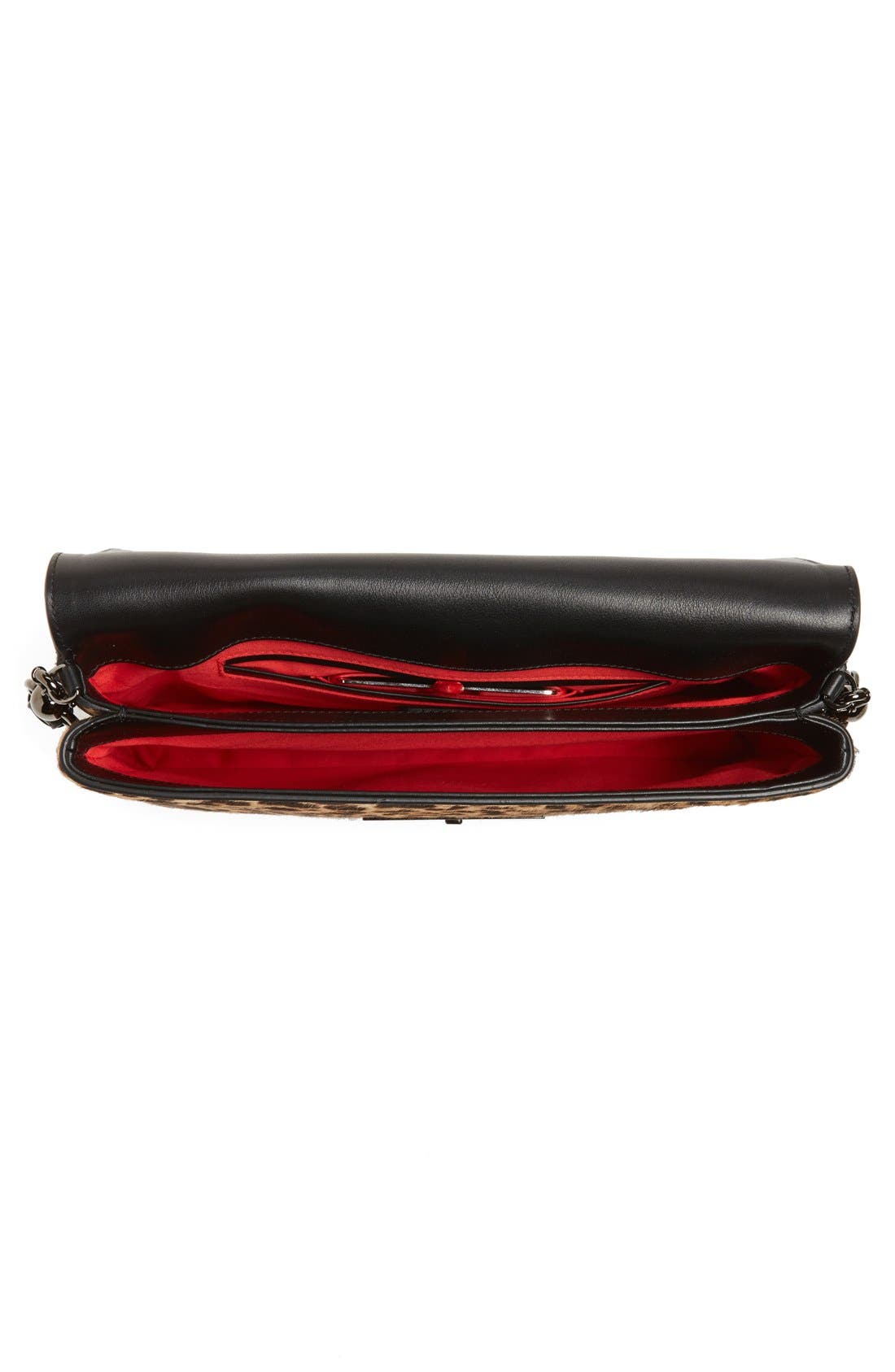 'Rougissime' Convertible Calf Hair Flap Clutch, Alternate, color, BROWN/ BLACK