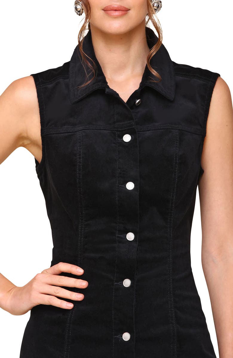 Avec Les Filles Sleeveless Corduroy Maxi Shirtdress, Alternate, color, Black