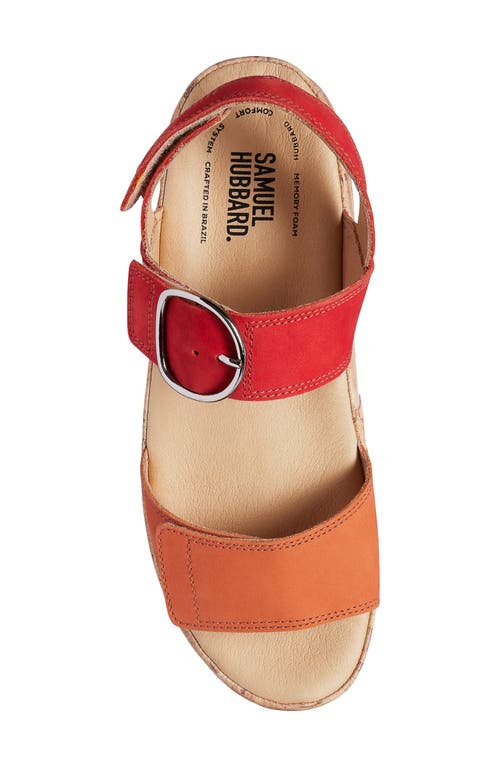 Samuel Hubbard Portola Quarter Strap Wedge Sandal In Two Tone Coral Nubuck